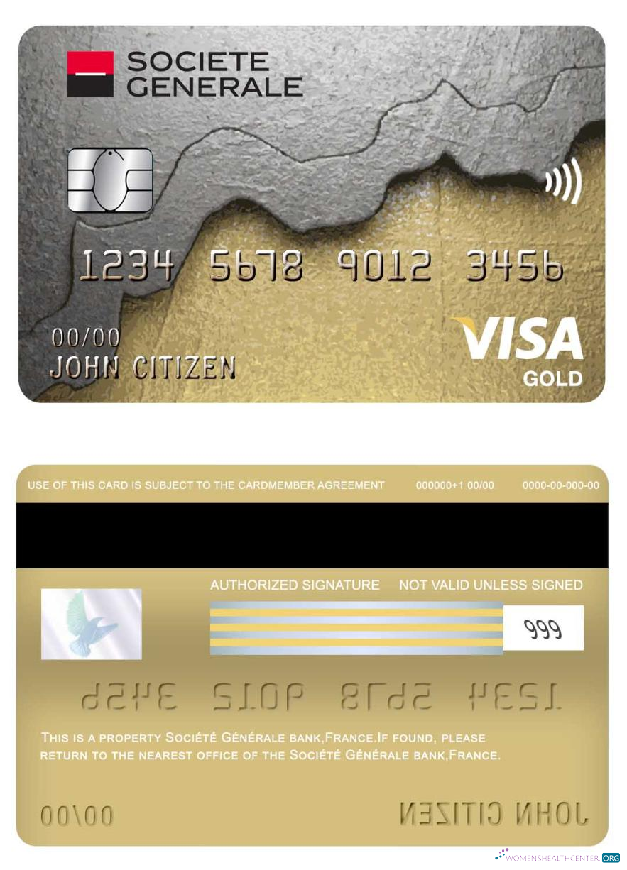 Download France Société Générale bank visa gold card Photoshop template